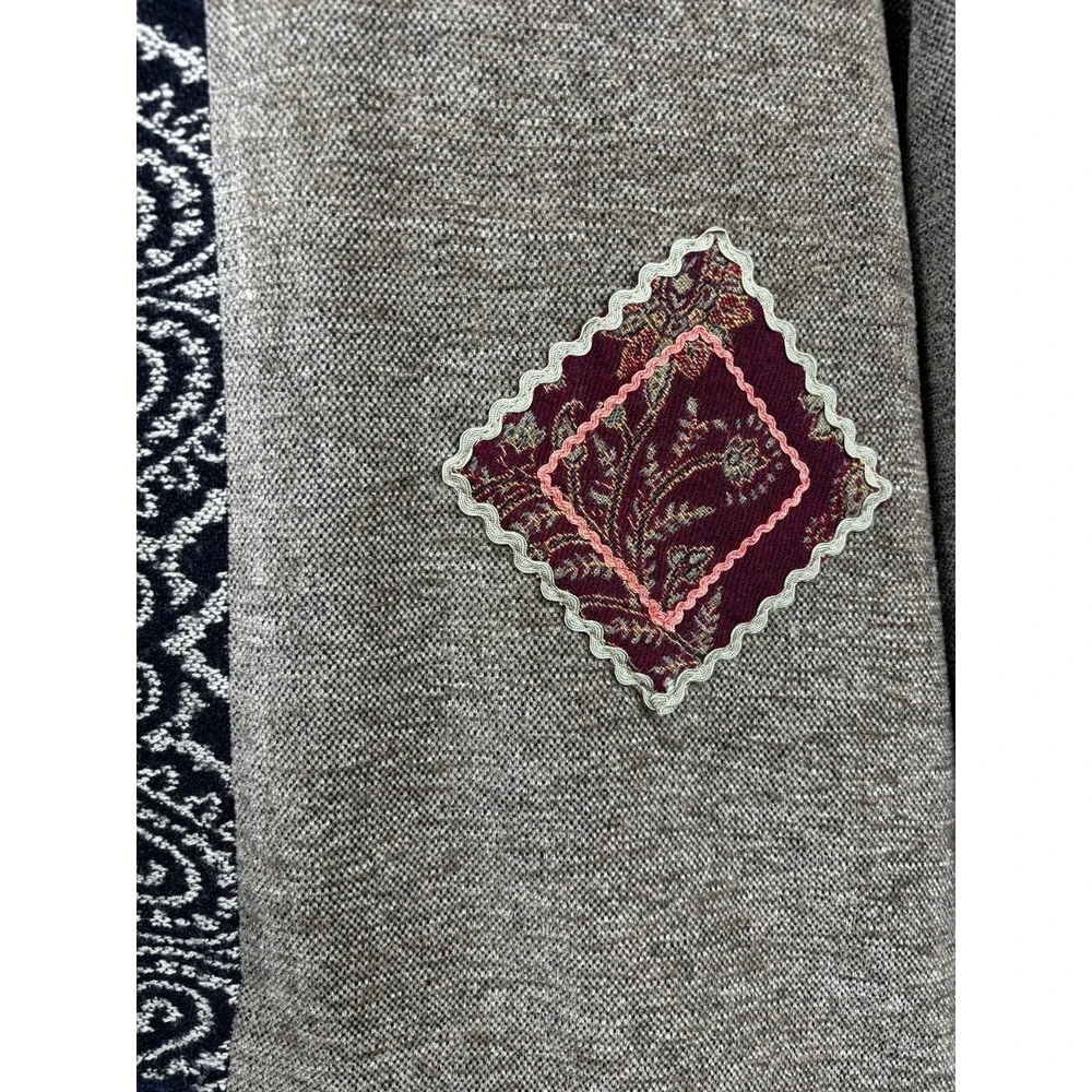Vintage White‎ Stag Tapestry Jacket Embellished Boho Cottagecore Women XL